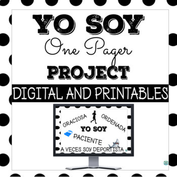 Preview of Spanish Yo Soy One Pager One Slider Project| Spanish Adjectives and Descriptions
