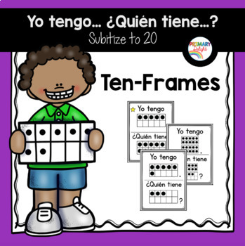 Preview of Yo tengo ¿Quién tiene? Spanish Subitizing Game with Ten-Frames to 20