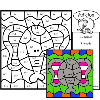 Zoo Animals Math Coloring Pages Addition Sums 10-20 Color by Number Code  Sheets