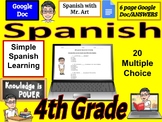 Spanish activity for 4th grades - 20 Multiple choice, Answers