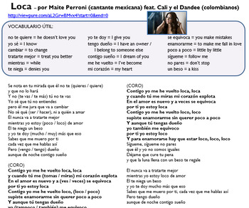 Preview of Spanish adjectives in music (video/song lyrics) - Maite Perroni: "Loca"