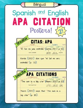 Spanish And English Apa Citation Posters Set Of 2 Tpt