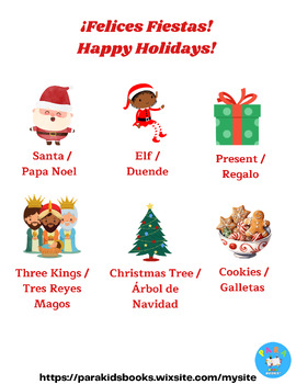 Preview of Spanish and English Bilingual Vocabulary for the Holiday Season