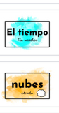 Spanish and English Classroom Labels Watercolor Splashes