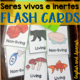 Spanish and English Flash Cards {Seres vivos e inertes} Li
