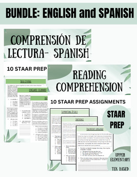 Preview of Spanish and English STAAR SLAR/ELA Reading Test Prep Comprehension Questions