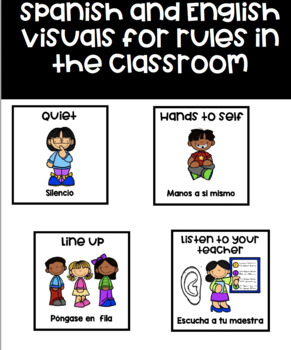 Preview of Spanish and English Visual Rule Cards for the Classroom