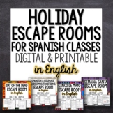 Spanish and Hispanic Holiday Escape Room Games in English