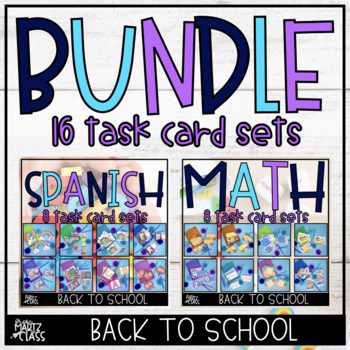 Preview of Spanish and Math Task Cards | Back to School | BUNDLE