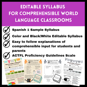 Preview of Spanish and World Language Editable Syllabus