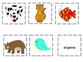 Spanish animal memory game animales vocabulary