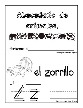 Preview of Spanish animals ABC
