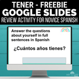 Spanish back to school Present Tense TENER Google Spanish 