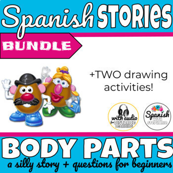 Preview of Spanish body parts reading comprehension activity bundle