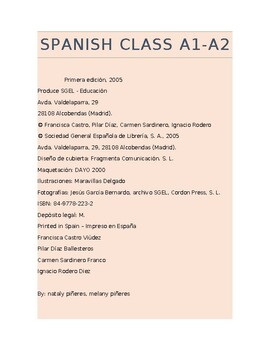 Preview of Spanish class A-1,A-2