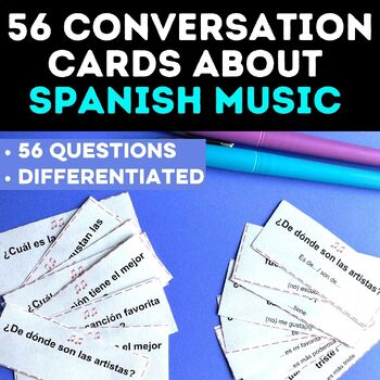 Preview of Spanish class music task cards discuss any song or Spanish music bracket chat