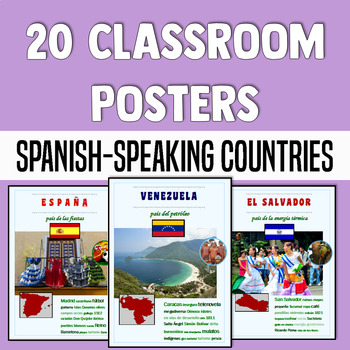Preview of Spanish classroom décor - Posters of Spanish-speaking countries