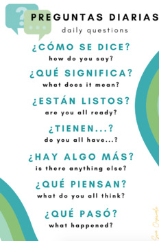 Preview of BUNDLE! Spanish classroom posters- back to school, blue/green