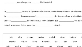 Spanish cloze worksheets differentiated x4: Canary Islands by William Myall