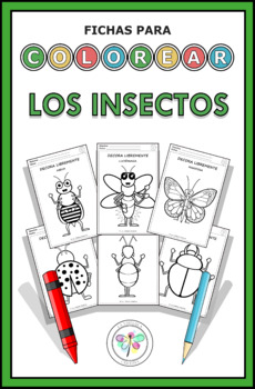 Preview of Spanish coloring worksheets Insects animals Fichas colorear Insectos animales