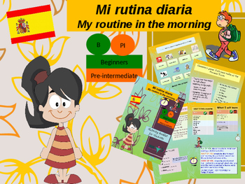 Preview of Spanish daily routine in the morning, mi rutina PPT for beginners