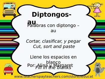 Preview of Spanish diphthong au. Diptongos con au.