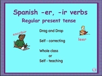 Preview of Spanish -er, -ir Regular Present Tense Verbs Self-checking Drag and Drop