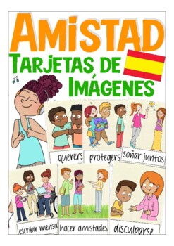 Preview of Spanish flash cards - LA AMISTAD - friendship / behaviour vocabulario Español