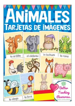 Preview of Spanish flash cards - animales (animals) vocabulario Español