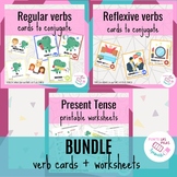 Spanish flash cards for regular and reflexive verbs and wo