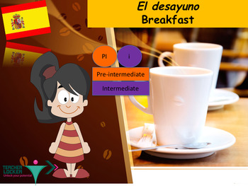 Preview of Spanish food breakfast, la comida desayuno PPT for Intermediate