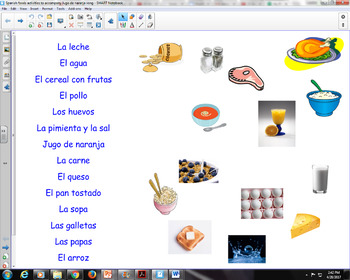 Preview of Spanish foods activities: matching, food pyramid, what did the dog eat?, etc.