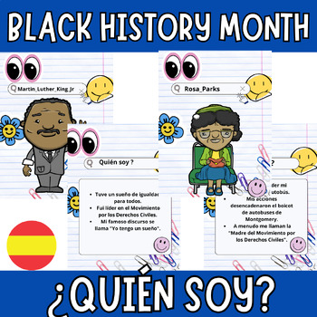 Preview of Spanish game "¿Quién soy?" Black History Month Afro-American Leaders