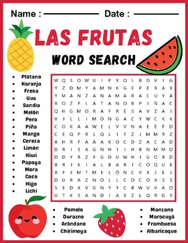 Fruits (BINGO+FLASH CARDS+ 7 ACTIVITIES). Las frutas en inglés. by Clip  Meraki