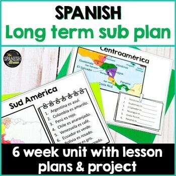 Preview of Spanish sub plan | Long term sub or maternity lesson plans | 6 week Spanish unit