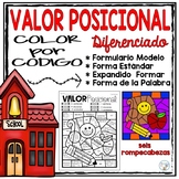 Spanish math worksheets Place Value Color by Code & Number