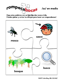 Spanish Medial S Clusters S Blends Three Articulation Worksheets