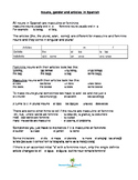 Spanish nouns, gender and articles notes