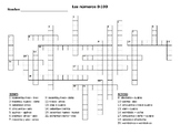 Spanish numbers 0-100 crossword puzzle with math equations