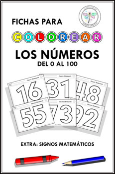 Preview of Spanish numbers coloring - Fichas para colorear Los Números 0 al 100