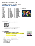 Spanish numbers practice 0-31 (Quizlet, math problems, Bingo)