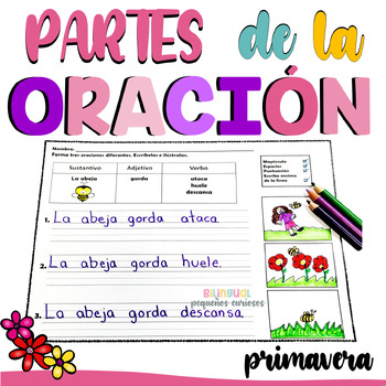 Preview of Spanish parts of speech | Oraciones  |Partes de la oración | Primavera