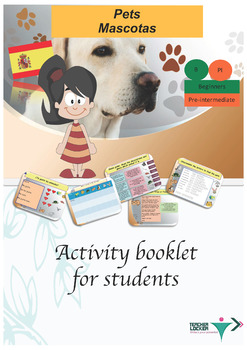 Preview of Spanish pets, mascotas booklet for beginners