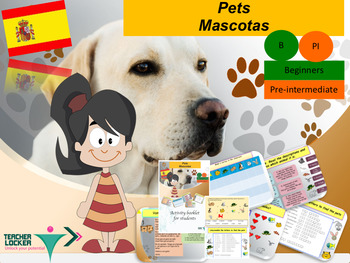 Preview of Spanish pets, mascotas full lesson for beginners
