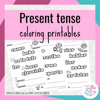 Preview of Spanish present tense coloring sheets