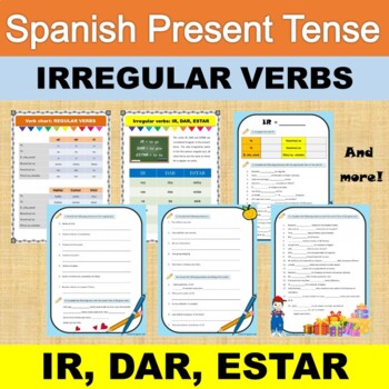 Preview of Spanish present tense, irregular verbs: IR, DAR, ESTAR