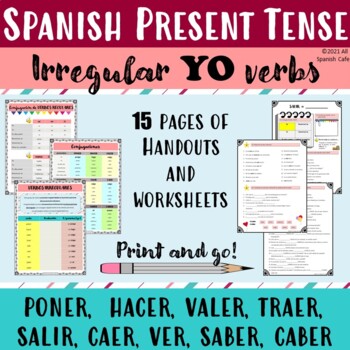 Preview of Spanish present tense, irregular YO verbs: PONER,  HACER, VALER, TRAER...