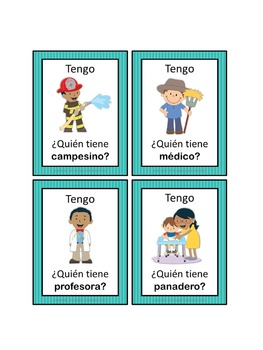 Spanish professions Tengo ... ¿Quién tiene ...? by little helper