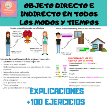 Preview of Spanish pronouns: Objeto directo indirecto - Fun explanation / lots of exercises