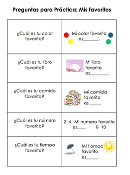 Preview of Spanish question and answer cards